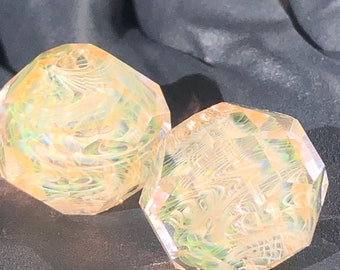 Faceted Glass Fumed Beads (Set of 2)