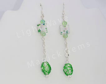 Spring Green Luck Shoulder Duster Earrings