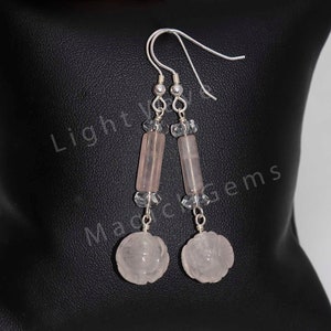 Misty Rose Quartz and Sterling Silver Earrings