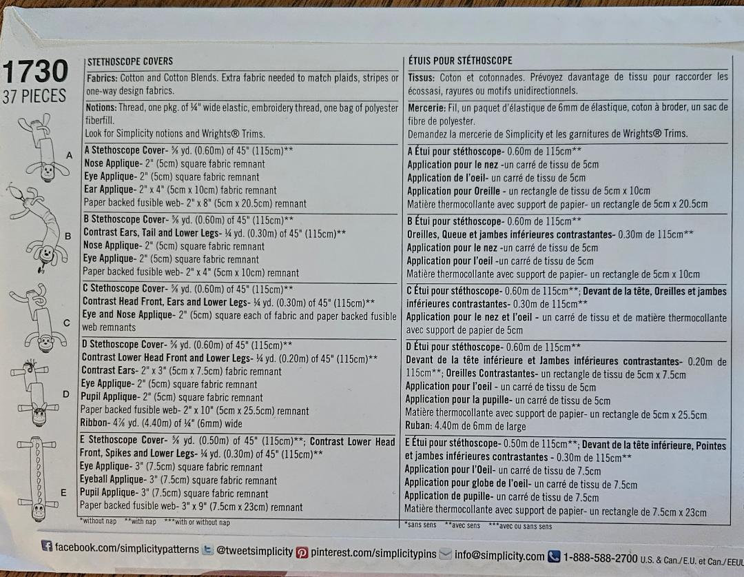 Simplicity Pattern 1730 Stethoscope Cover Pattern Etsy