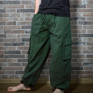 Pantalon cargo sarouel en coton – Pantalon ample unisexe pour les festivals et le quotidien