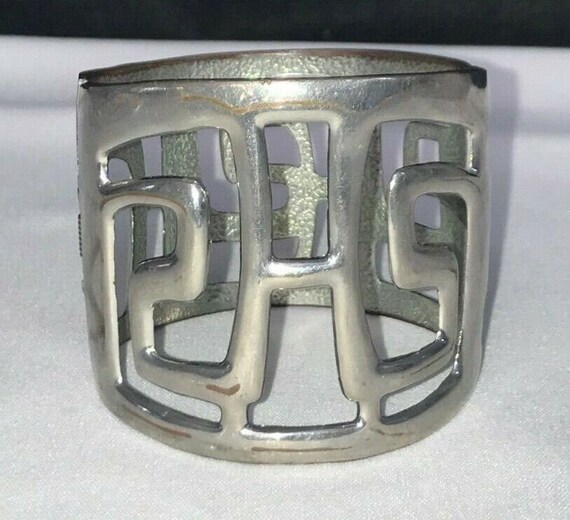 Exotic Silver Parisian Wide Cuff Bracelet Picasso… - image 4