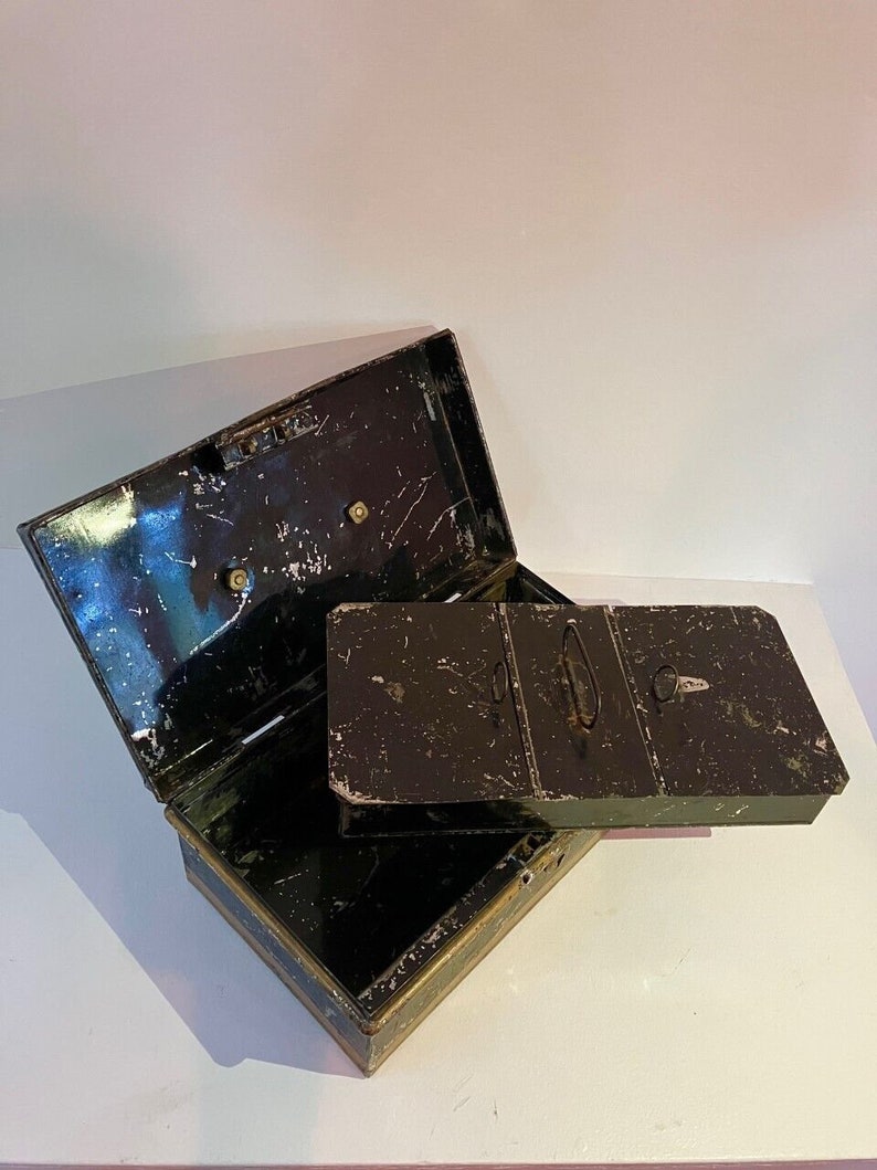 Vintage Cash Box Black Metal Tin - Etsy