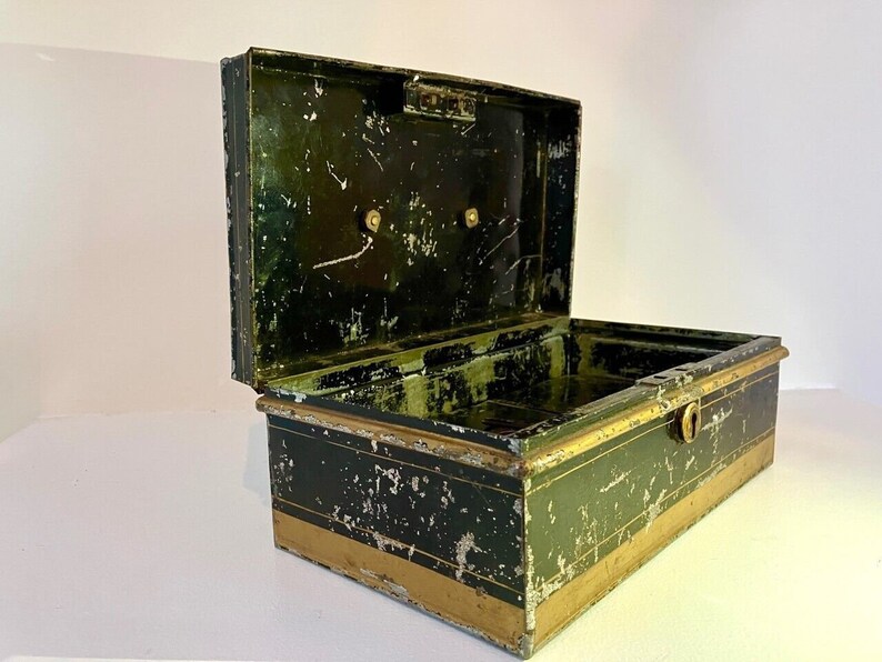 Vintage Cash Box Black Metal Tin - Etsy