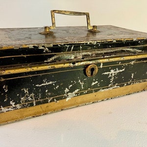 Vintage Cash Box Black Metal Tin - Etsy