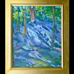 Exceptional Original Oil Painting Rock Climbing Carderock Maryland Montgomery