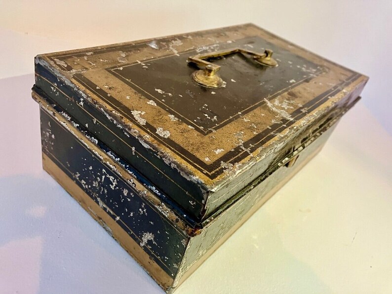Vintage Cash Box Black Metal Tin - Etsy