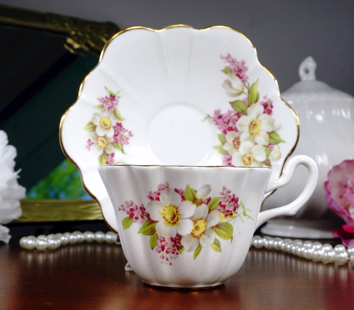 Royal Stuart Tea Cup and Saucer Floral Teacup Set Scalloped Etsy