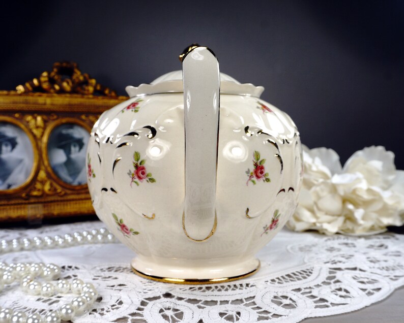 STUNNING Sadler Globe Teapot with Tiny Pink Rosebuds Round Etsy
