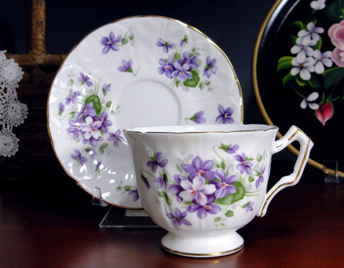 Aynsley WILD VIOLETS Tea Cup and Saucer English Fine Bone Etsy