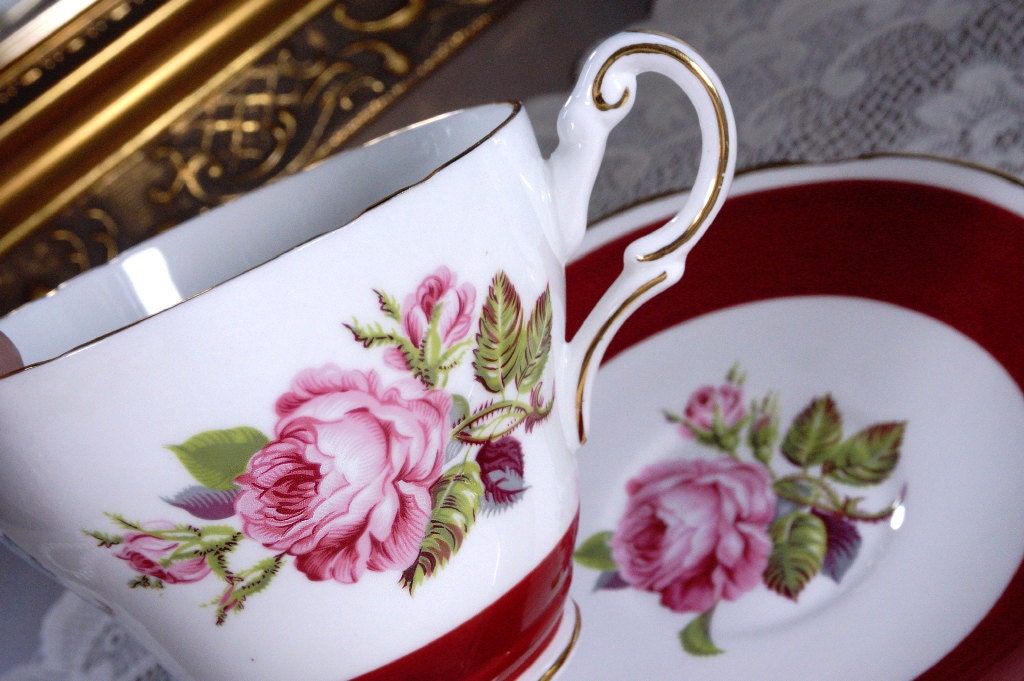 Regency Tea Set Regency Rose Tea Cup and Saucer, English Bone China, Pink Rose Floral ...