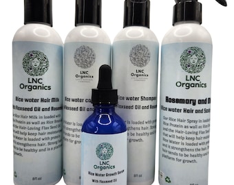 Haargroeikit met rijstwater: shampoo, conditioner, melk en serum