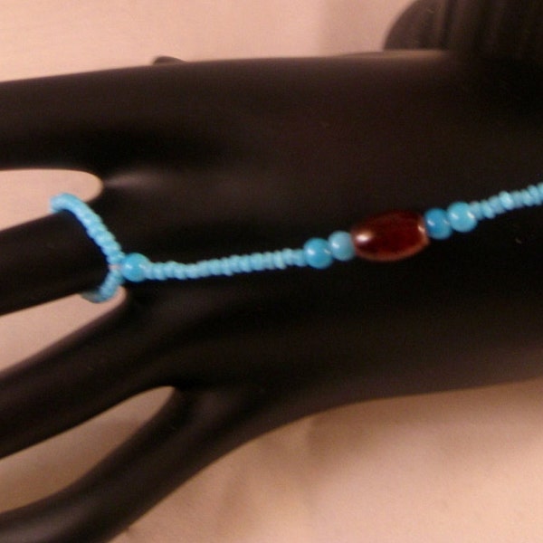 Light Blue Slave Bracelet, Blue Beaded Slave, Brown Stretch Slave, Stretch Slave Bracelet, Ring Bracelet, Boho Bracelet, Boho Stretch Slave