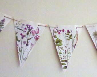 Floral Paper Bunting Purples