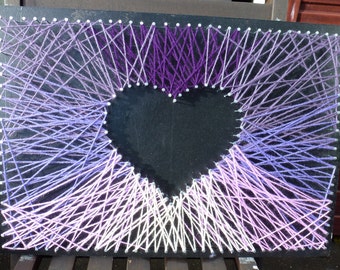 Heart Strings Purple Mini Wool Wall Art