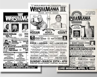 Wrestlemania 1, 2, 3 Event Posters (Buy all three and SAVE) 11x17 24x36