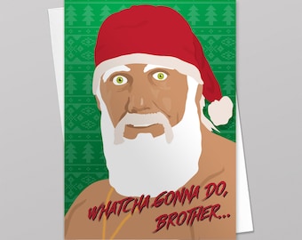 Hulk Hogan Christmas Card with Envelope Brother Holiday Card