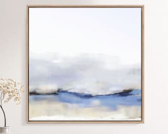 Calming Wall Art, Abstract Seascape Painting, Relaxing Blue Wall Decor, Living Room Artwork, Custom 30x30, 36x36