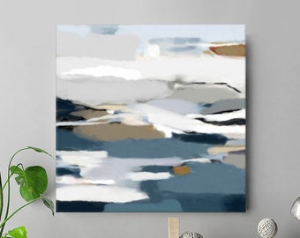 Abstract Seascape Painting, Square Canvas Art, Modern Living Room Decor,  30x30, 36x36''