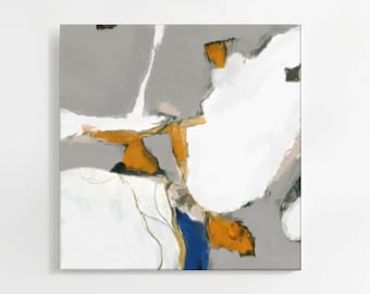 Gray And Yellow Abstract Painting, Large Modern Canvas Art, Square Artwork, Bedroom Wall Decor, 24x24, 30x30, 36x36