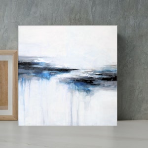 white abstract painting on canvas, neutral modern art