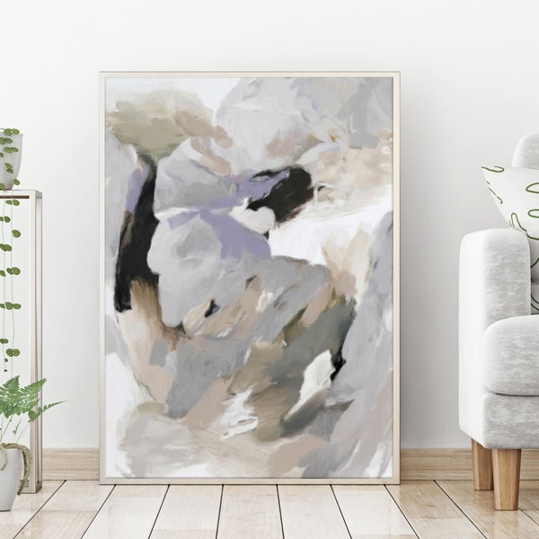 Neutral Abstract Painting, Gray And Beige Canvas Art, Contemporary Bedroom Wall Decor 24x36, 30x40