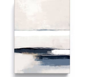 Minimalist Canvas Art, Neutral Blue Large Modern Wall Decor