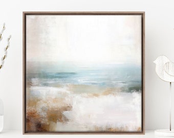 Coastal Canvas Painting, Abstract Seascape, Calming Serene Wall Decor, 24x24, 30x30, 36x36''