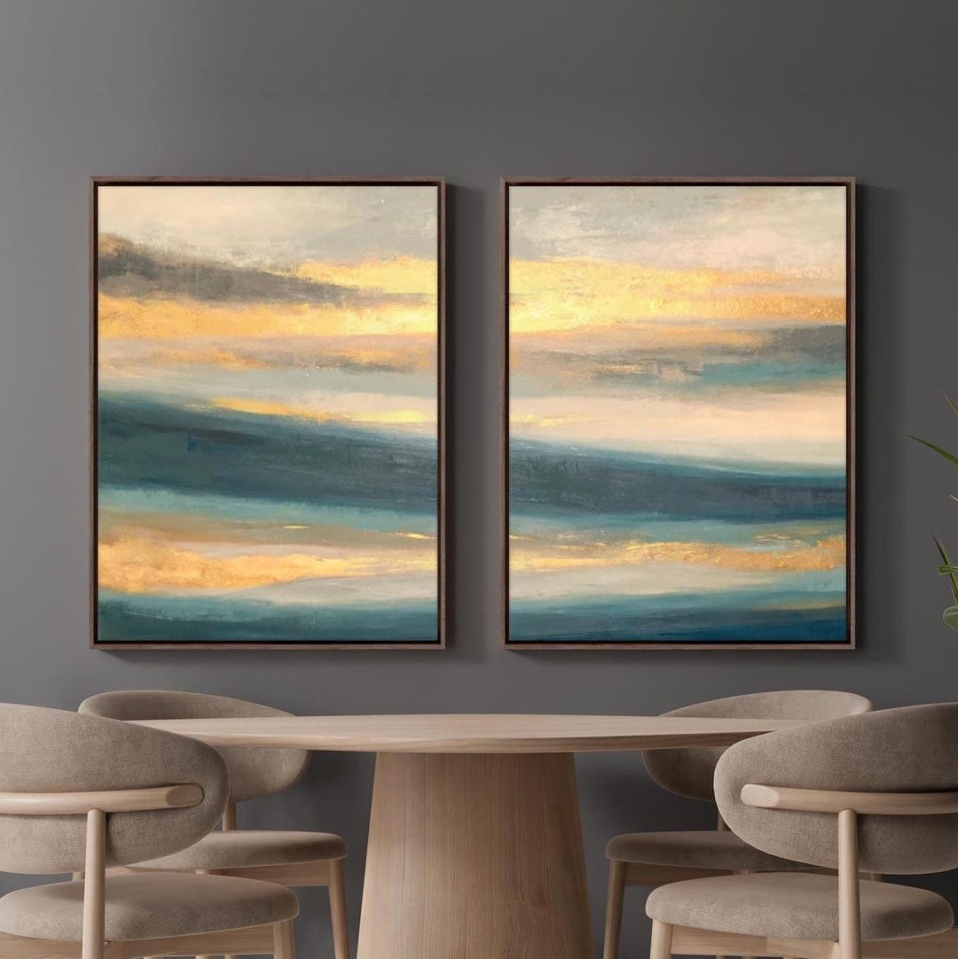 Two Piece Wall Art - Abstract Canvas Paintings, Luxury Wall Decor ...