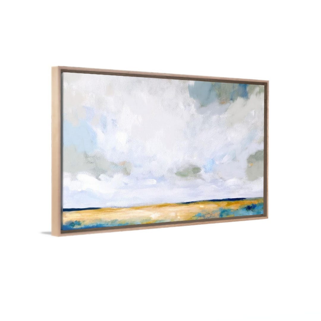 Abstract Landscape Painting, Textured Blue and Yellow Artwork, Large ...