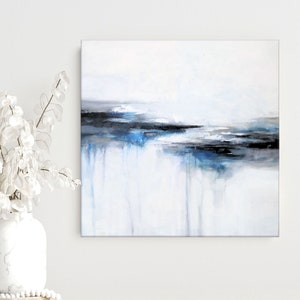white and gray abstract canvas art
