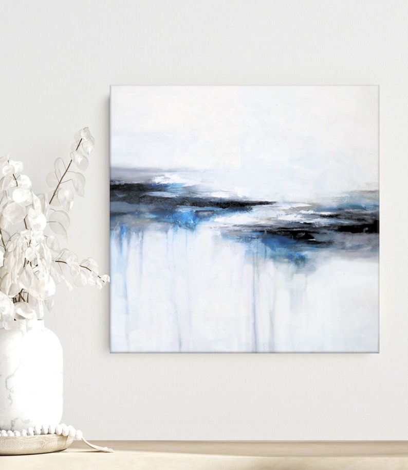 white and gray abstract canvas art