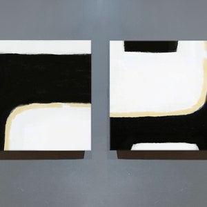 minimalist modern art black and white set of 2