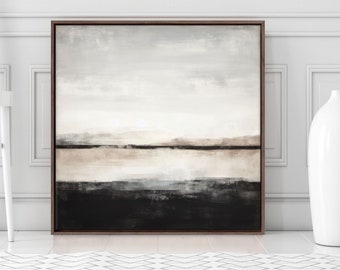 Neutral Minimalist Canvas Art, Modern Landscape, Wabi Sabi Wall Decor