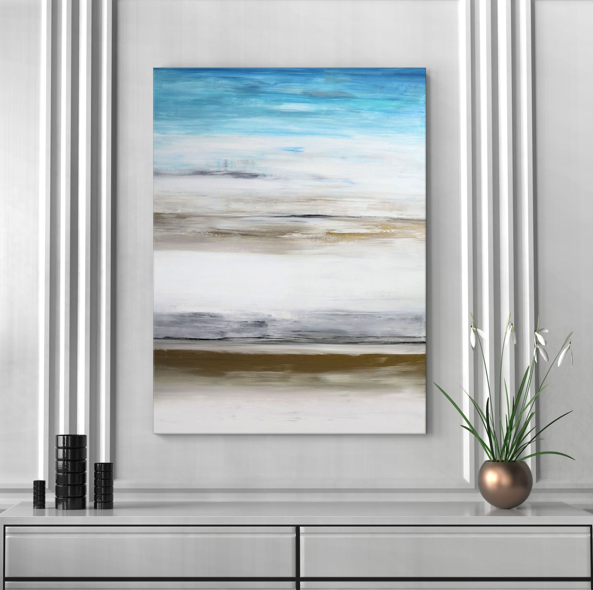 Vertical Original Art, Large Landscape Painting, Abstract Horizons ...