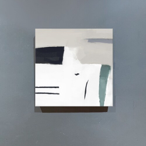 Black And White Square Abstract shops Painting, Large Neutral Modern Art, Minimalist Canvas Art, Beige Black And Green Wall Art Decor