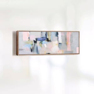 Large Horizontal Abstract Painting - Soft Pink And Gray Canvas Art, Calming Bedroom Decor, 60 Inch Statement Piece