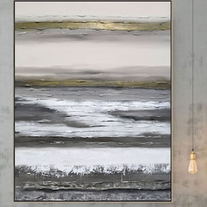 Original Abstract Painting, Textured Beige And Gray Wall Art, Neutral Modern Vertical Canvas Art, 30x40&#39;&#39;