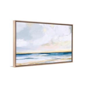Coastal Canvas Wall Art - Framed Ocean Painting - Hand-Textured Abstract Panoramic Seascape - Nautical Beach Decor for Bedroom & Living Room