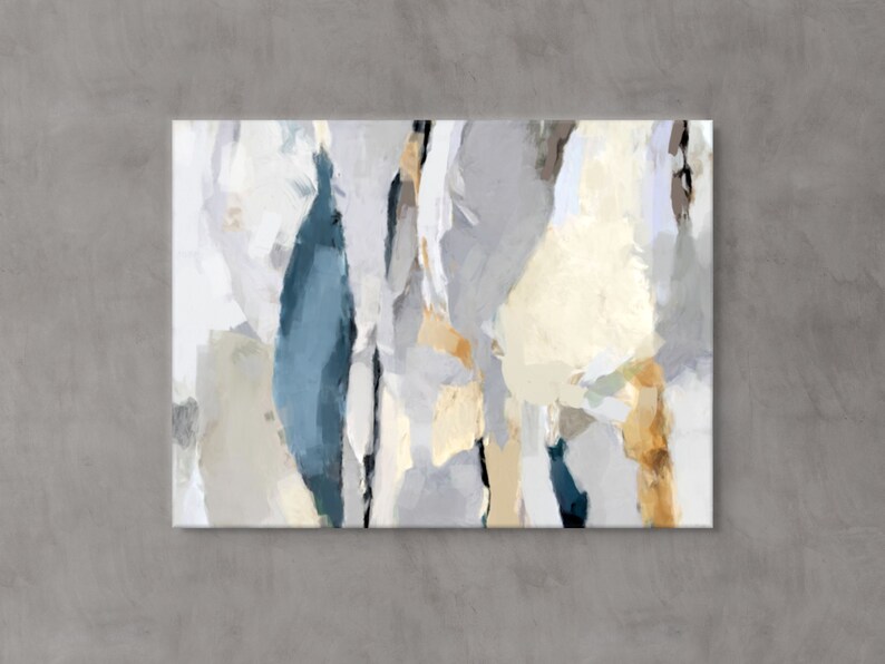 Large Blue and Gray Abstract Painting Neutral Wall Art Etsy