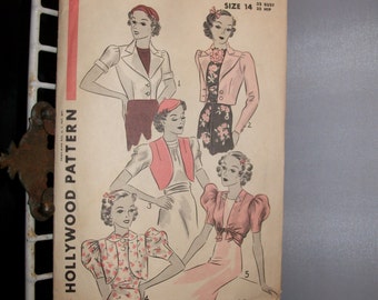 1930s Hollywood Uncut Pattern 2 Boleros in 5 versions