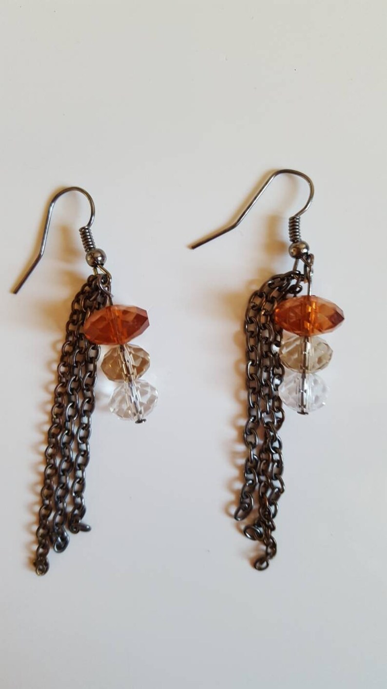 Burnt orange Wow and chains earrings included mouse Creative jewelry Quebec free shipping