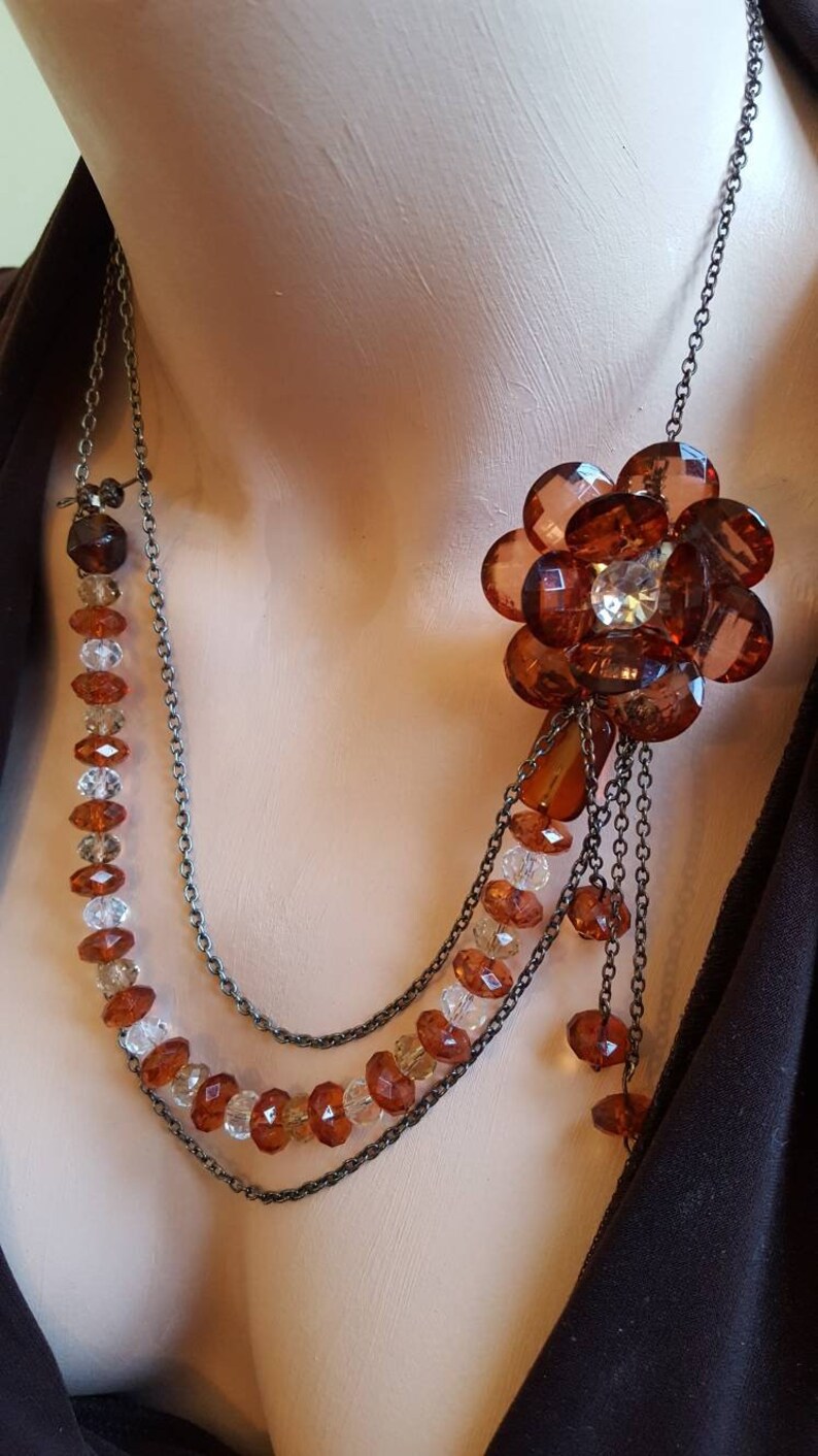 Burnt orange Wow and chains earrings included mouse Creative jewelry Quebec free shipping