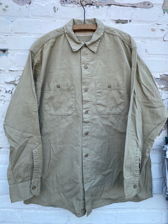 1950s Cotton Work Shirt 40s 50s Work Wear