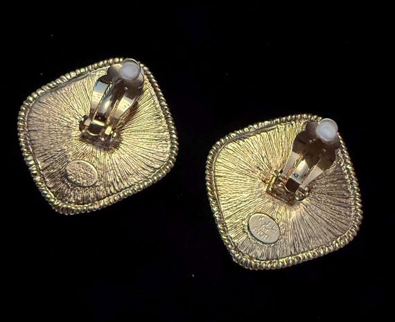 Vintage Avon Blue Jeweled Clip Earrings KJL Kenne… - image 4