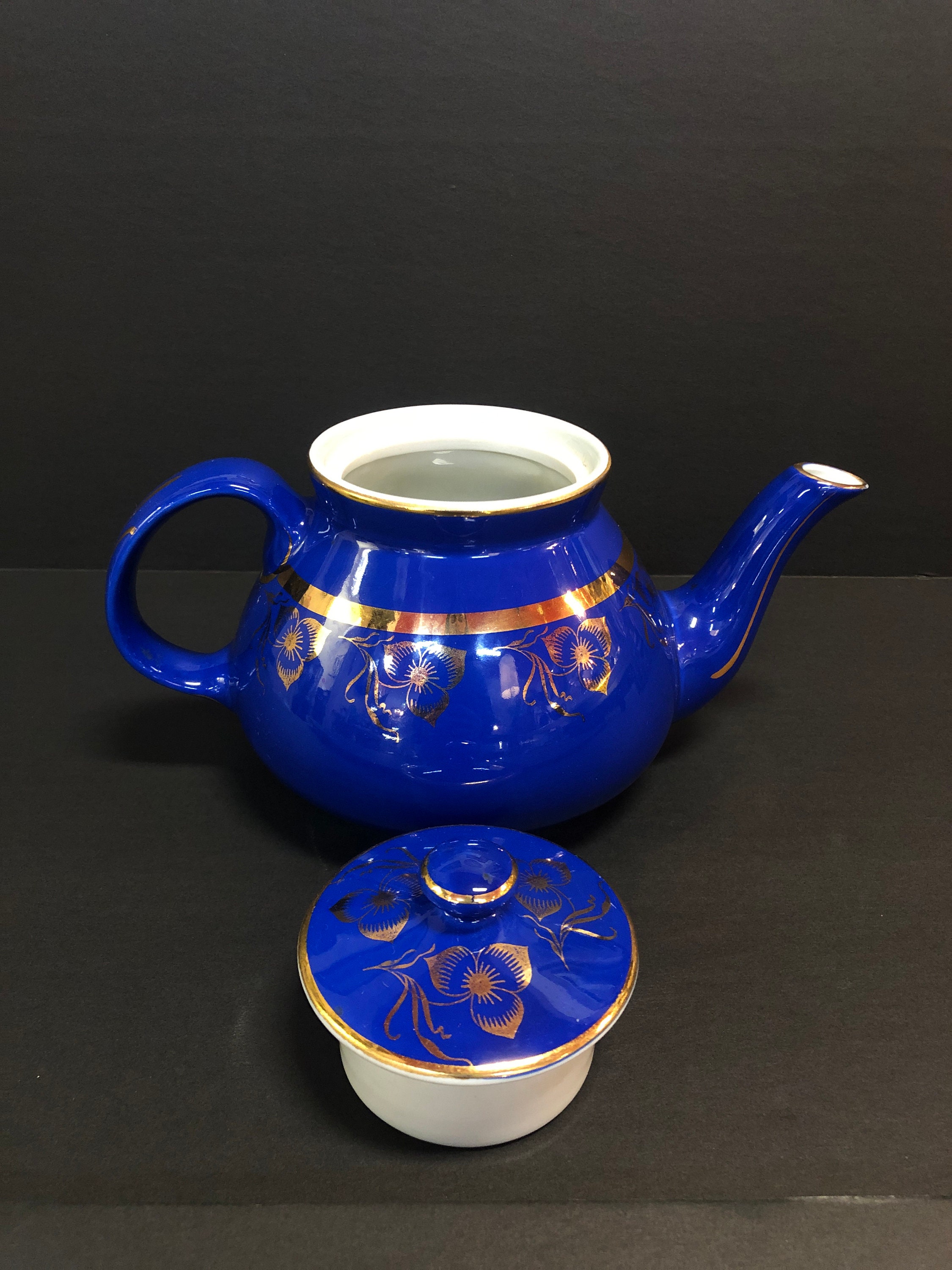 Vintage Hall China Twinspout TeapotCobalt BlueNot Perfect Coffee
