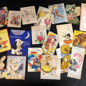 Lot de 19 cartes de voeux de rétablissement et de Pâques assorties