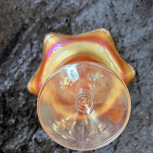 Vintage Marigold Carnival Glass Stemmed Compote image 3
