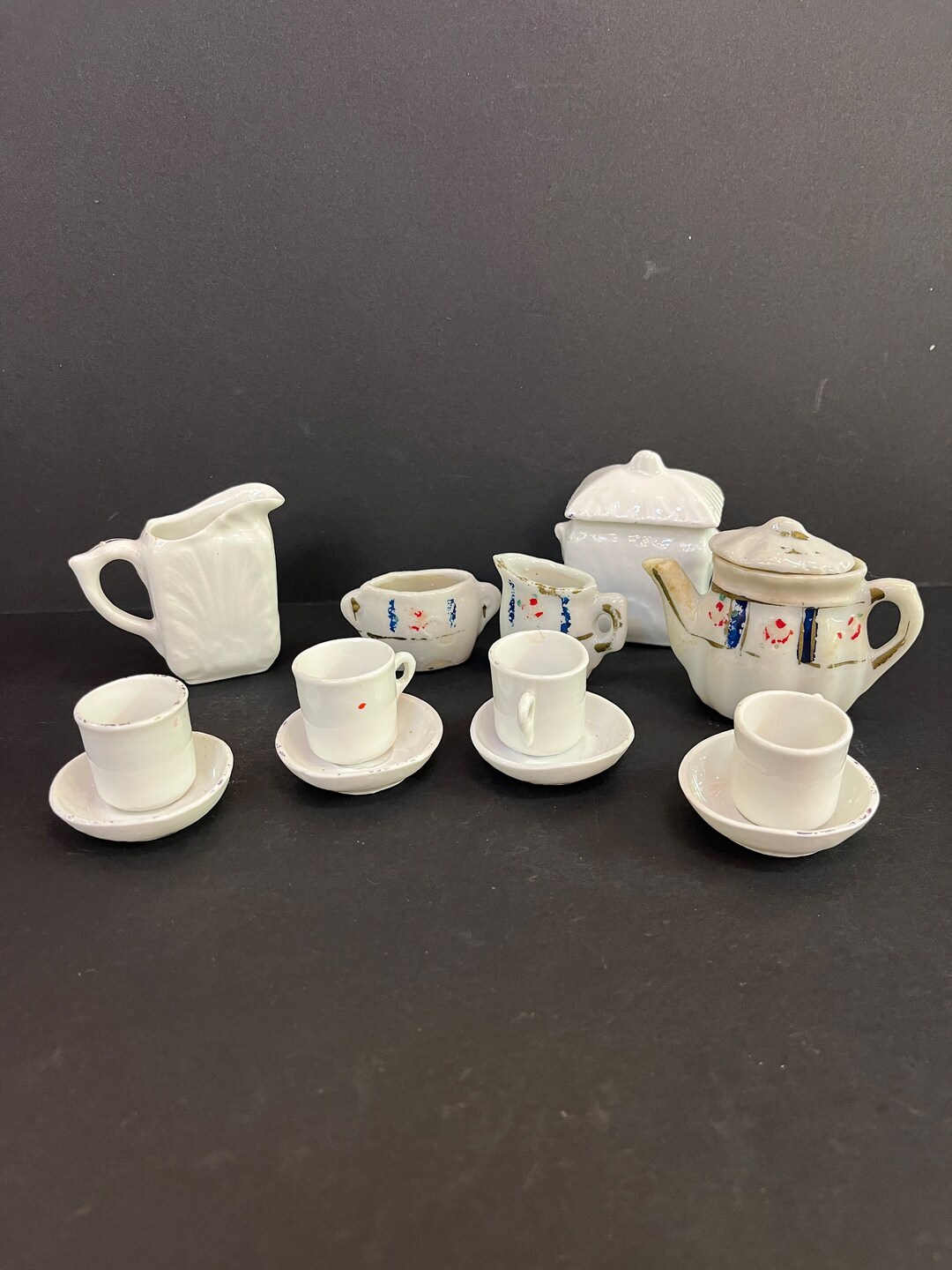 Vintage Lot of 15 Piece Miniature Ceramic Child's Children's Doll Tea Set Etsy