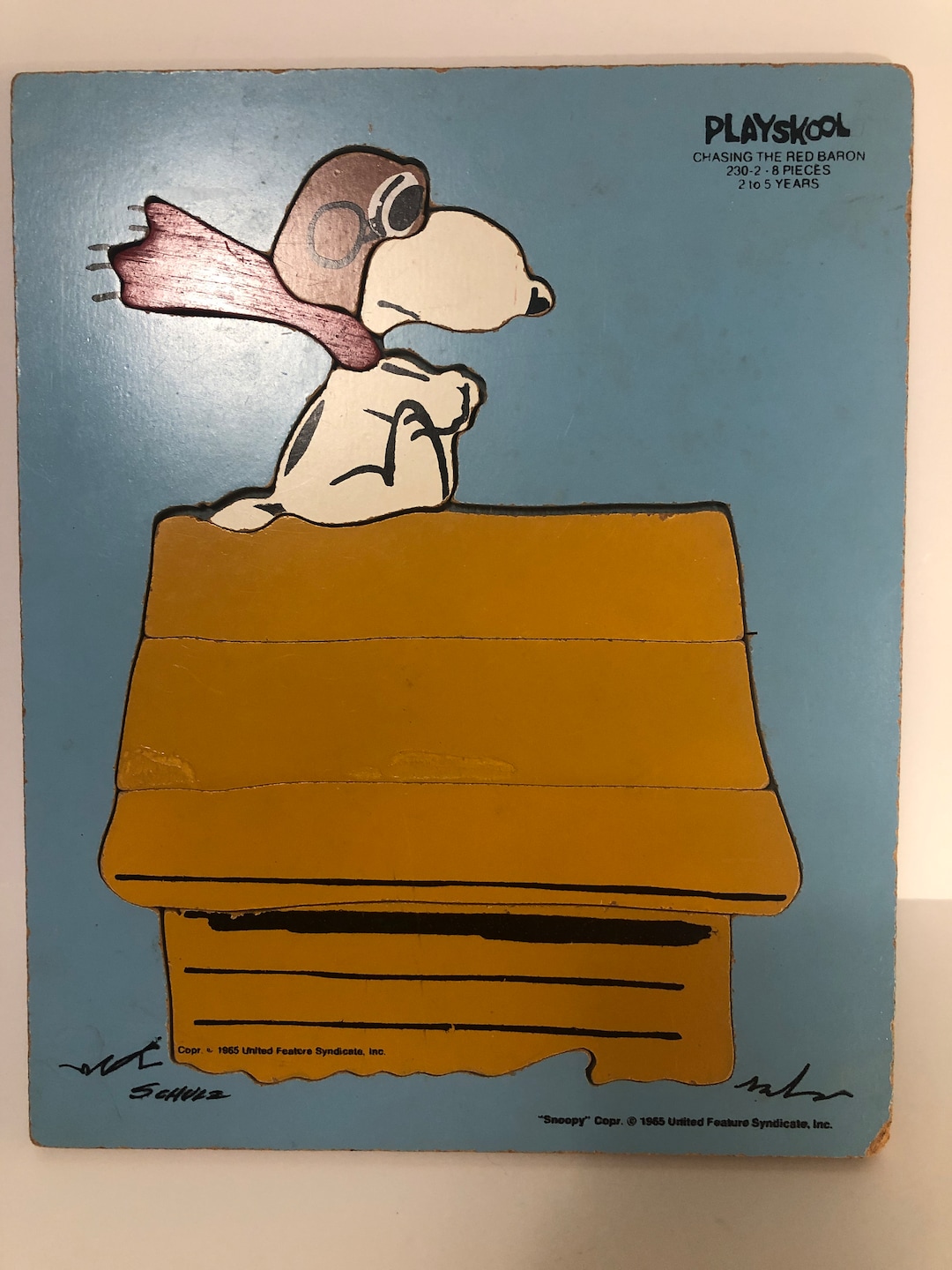 Snoopy Chasing the Red Baron Children's Wooden Puzzle 8 Pieces Toy Game ...
